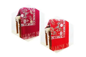 Sciarpa scialle da donna calda stile bohémien effetto cashmere con eleganti ricami floreali.