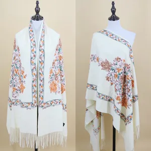 Autumn winter imitation cashmere embroidered women scarf ethnic style thick warm shawl