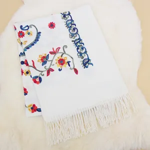 Women's Ethnic Paisley Embroidered Imitation Cashmere Scarf Winter Warm Long Shawl Tassel Design Fashion Accessories
