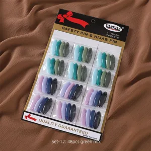Ensemble d'epingles de surete colorees hijab clips 48pcs couleurs variees mode