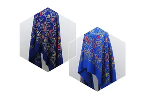 Blauw bloemig geborduurd kasjmier gevoel winter warme kwast sjaal detail weergave