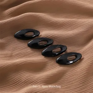 4 Stück schwarze Kunststoff hohle Schalclips und Broschennadeln für Damen Accessoires.