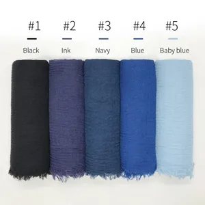 Sciarpa stropicciata tinta unita in cotone TR scialle casual da donna moda hijab caldo