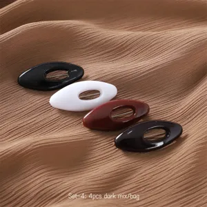 4er-Set bunte hohle ovale Schalclips Brosche Pins fuer Anti-Blendschutz Detailansicht.