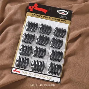 Schwarze Hijab Nadeln Sicherheitsklammern 48 Stk Set Kunststoffverpackung Zubehör