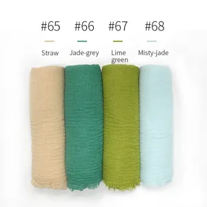 Donna foulard hijab stropicciato tinta unita morbido traspirante dettaglio colori variante