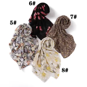 Foulard carré en mousseline de perles à imprimé floral 90x90cm hijab pour femmes chic
