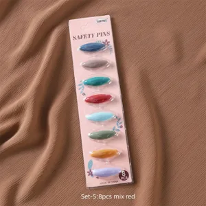 Colorful plastic safety pins set, 8 pieces mix colors brooch pins for scarf and anti-glare.