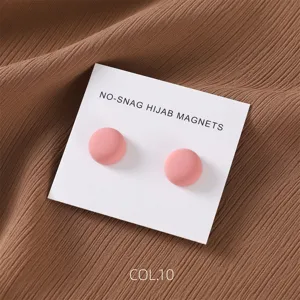Matte pink round hijab magnets strong magnetic scarf clips 2pcs set for women accessories