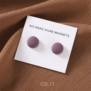 Matte purple magnetic hijab pins, strong round magnetic scarf clips, elegant set of 2.