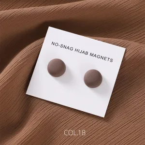 Matte round magnetic hijab pins, two-piece set, perfect for securing scarves and collars safely.