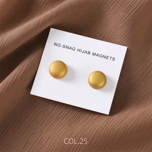 Round matte gold magnetic hijab pins scarf clips dual pack daily fashion accessories styling