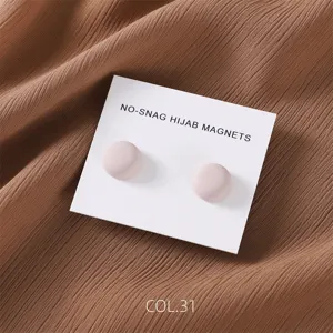 Round matte magnetic hijab pins, light pink scarf clips, two pieces set for daily wear.