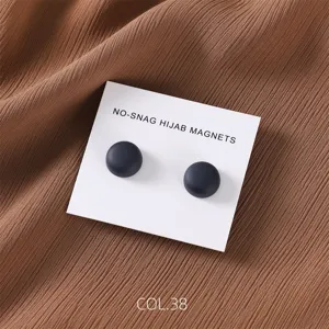 Round matte strong magnetic hijab clips pins scarf accessories in a two pieces set.
