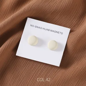 Matte round magnetic hijab pins, solid color scarf brooch clips, 2 pack clothing accessories detail.