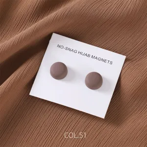 Matte round hijab magnets for women, strong magnetic pins, scarf clips, 2 pcs set brown.