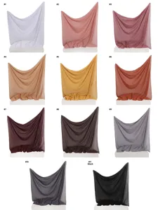 Einfarbig Schleife Strass Chiffon Quadratisch Tuch Atmungsaktiv Kopftuch Schal 90CM