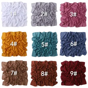 Solid color pearl chiffon square scarf 90x90cm lightweight breathable head wrap shawl.