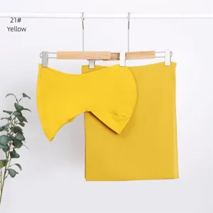 Solid color modal breathable elastic inner cap and long scarf matching set in yellow.