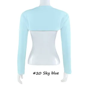 Coton modal protection solaire bolero manches couvrantes bleu ciel vue arriere detail
