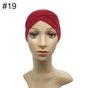 Modal elastische gekreuzte Turban Mütze Damen bequeme Unterziehkappe Kopfbedeckung rot