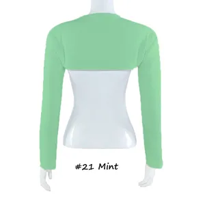 Boléro manches raglan anti-UV en coton modal vert menthe, protège-bras respirant et élégant.