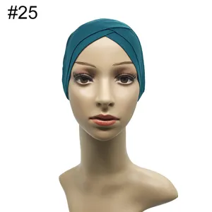 Modal Kreuz Turban Unterkappe für Damen, atmungsaktives muslimisches Hijab Cap teal.