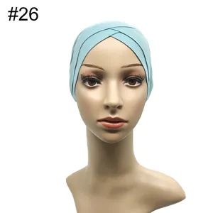 Elastische Modal Hijab Kappe mit Kreuz Design atmungsaktive Unterziehmuetze Damen