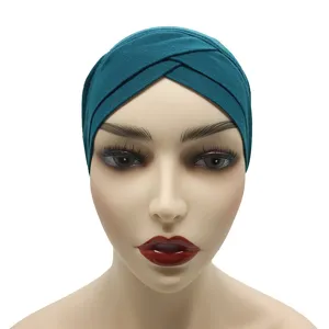 Modal Stretch Unterzieh Hijab Mütze mit Kreuz Turban Kopftuch für Damen atmungsaktiv