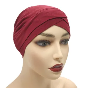 Modale elastische Unterziehkappe Kreuz vorne Turban Mütze Damen bequeme atmungsaktive