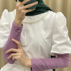 Women Solid Color Sun Protection Arm Sleeves Modal Cotton Breathable Anti-UV Long Sleeves Outdoor Cycling Daily Wear