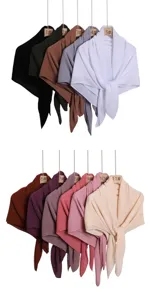 Solid color pleated chiffon square scarf sun protection shawl multi color variant display