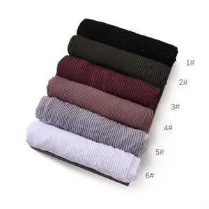 Sciarpa hijab in chiffon glitter plissé traspirante morbida copricapo donna quotidiano