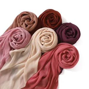 Solid color silver-sprinkled chiffon pleated square scarf women hijab breathable shawl detail.