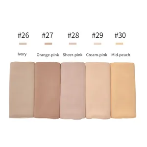 Chiffon hijab for women, solid color variant display showing ivory and pink tones.