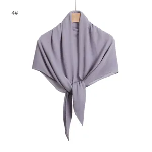 Solid color pleated chiffon scarf with silver glitter, elegant grey square wrap shawl.