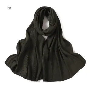 Sciarpa hijab lunga in chiffon scintillante plissettato, scialle di protezione solare donna