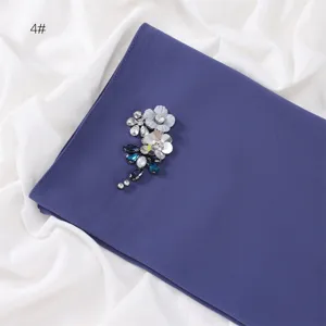 Solid color chiffon scarf featuring exquisite rhinestone dragonfly brooch detail for women.