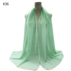 Light green chiffon scarf hijab lightweight solid shawl Muslim head cover sun protection