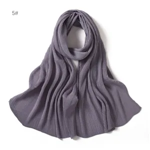 Sciarpa lunga in chiffon plissé tinta unita hijab traspirante morbido scialle protezione solare
