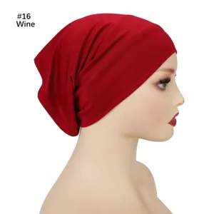 Modal under cap for women, solid wine red hijab inner cap, comfortable breathable daily wear.