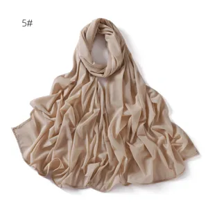 Women solid color elastic jersey hijab headscarf breathable soft Muslim head cover wrap