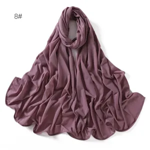 Detailed view of the soft stretchy plain hijab scarf texture and elegant draped fabric.