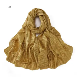 Gold Foil Leaf Pleated Cotton Linen Scarf Long Shawl Sun Protection Headscarf Wrap
