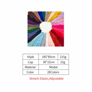 Large solid color modal soft women hijab and cap set, comfortable everyday wear, 28 colors