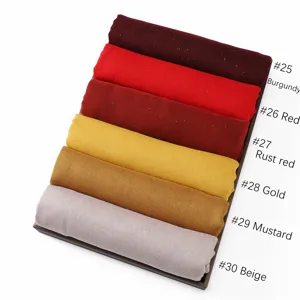 Women solid color glitter viscose cotton linen scarf hijab shawl lightweight multi-color