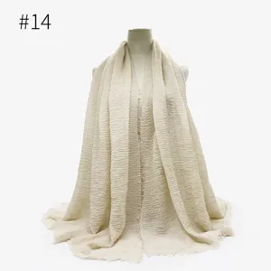 Sciarpa hijab in cotone TR stropicciato a tinta unita per donne, copricapo quotidiano.