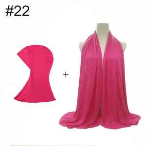 Modal stretchy long cap and sweat fabric small scarf detail view, soft women cotton.