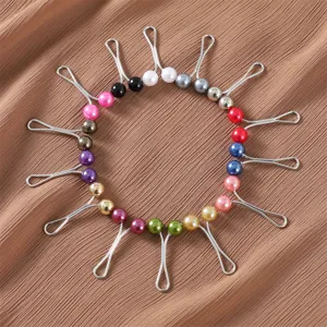 Bunte Perlen U-foermige Hijab Nadeln Schal Clips Set fuer elegante taegliche Accessoires.