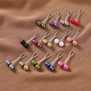 Bunte Perlen U-Form Hijab Nadeln Set, elegante Metall Schal Clips für Damen Alltagsmode.